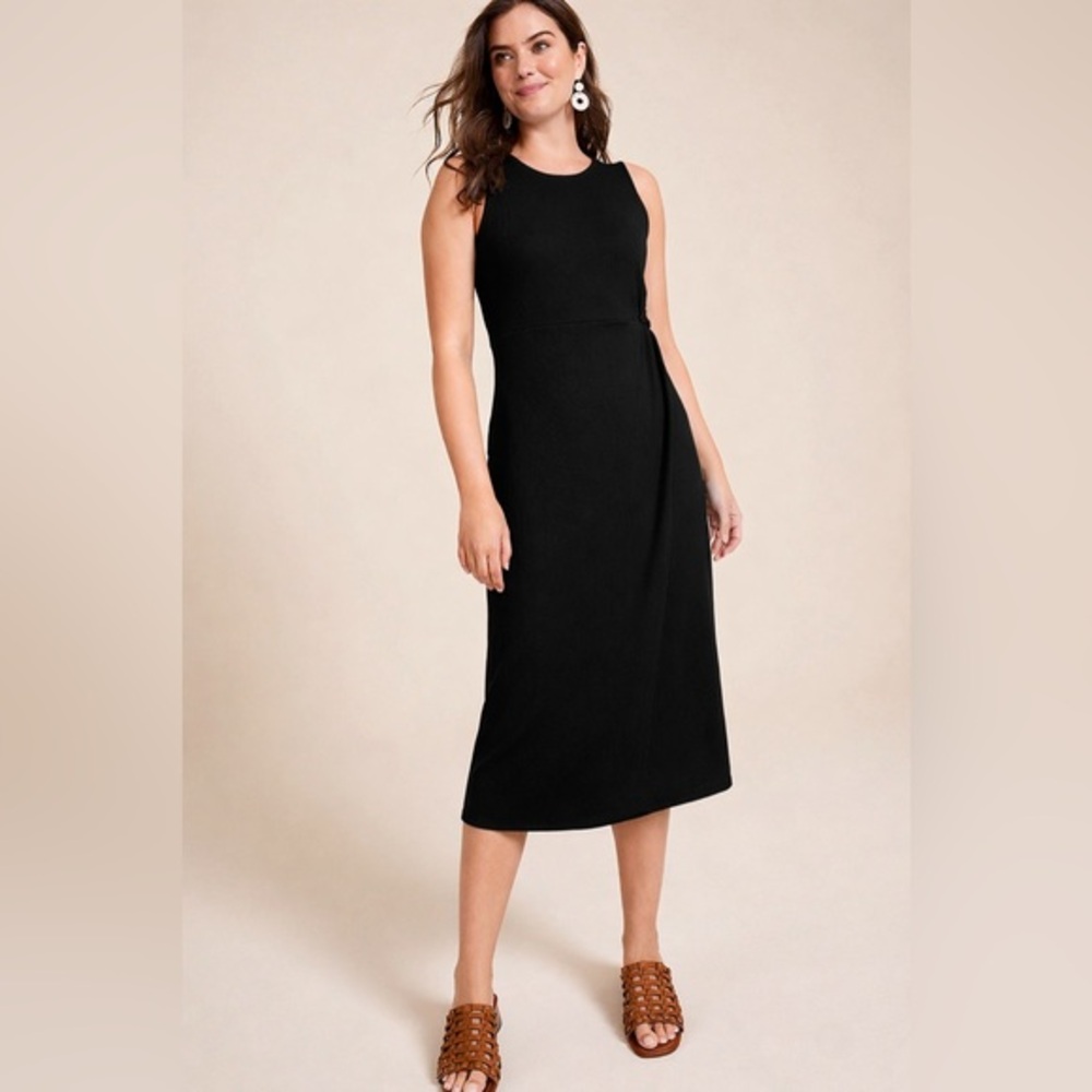 Maurices 1X 24/7 knot waist Sleeveless Ribbed Midi dress